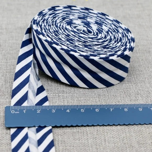 Cotton Bias Binding Tape 20-25mm x 5m - Printed Dots, Stripes & Tartan Patterns