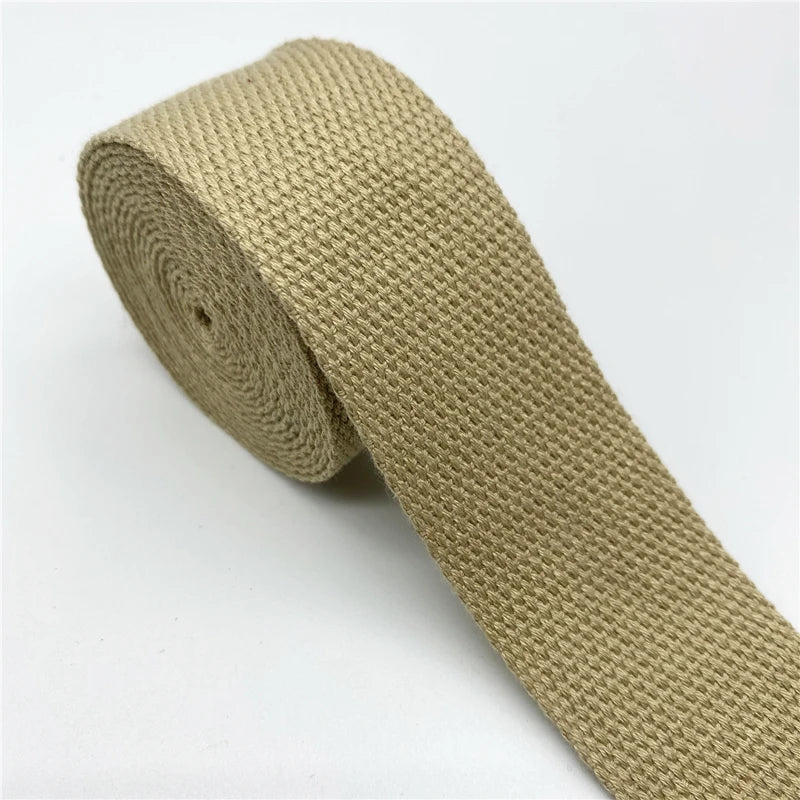 Cotton Webbing Strap 2 Yards - Multiple Widths (25mm-38mm) for Bags, Belts & DIY Crafts
