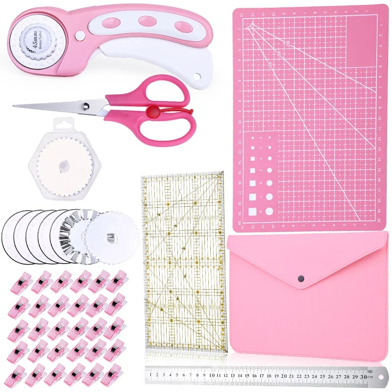Rotary Cutter Kit with Cutting Mat, Blades, rulers, scissors