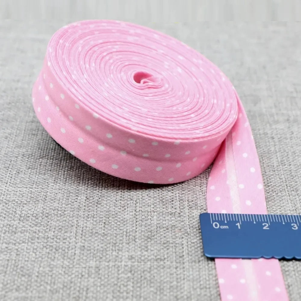 20mm Dot Print Bias Binding Tape 5m or 10m - Cotton Bias Tape for Sewing & Crafts