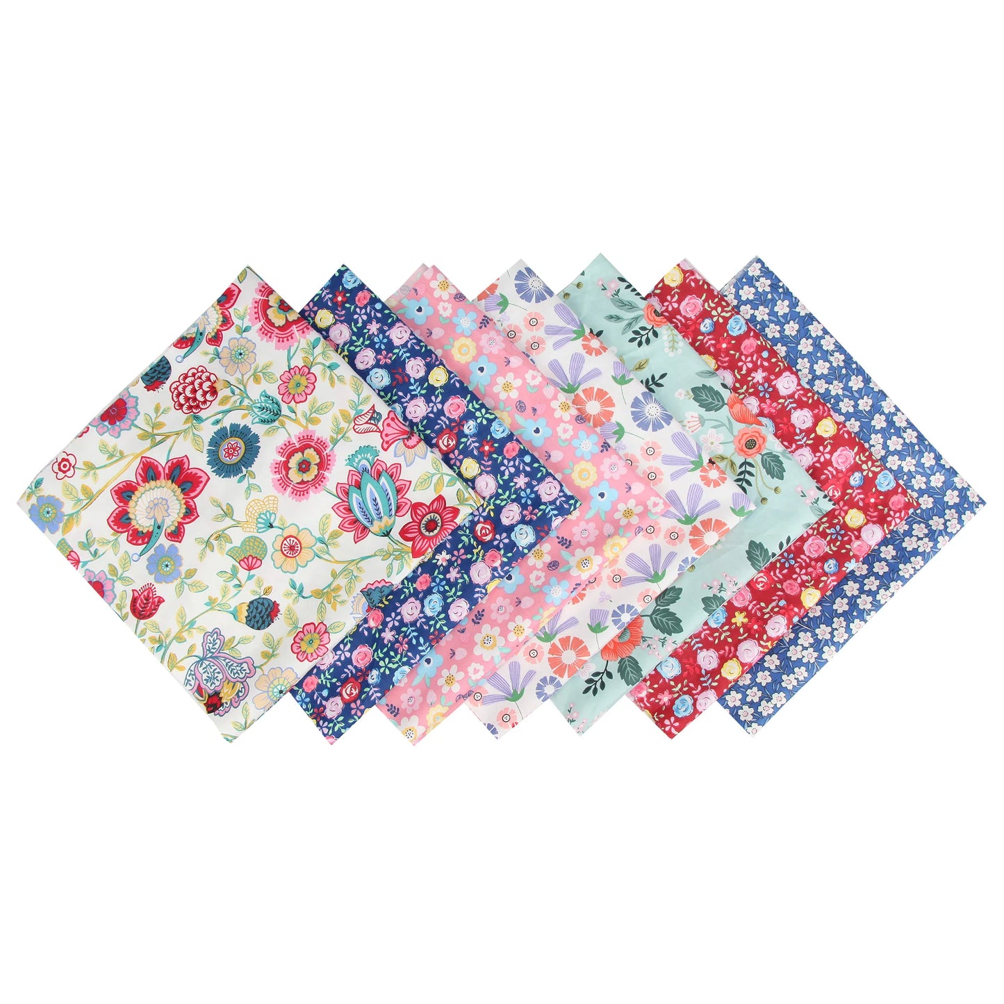 7-Pack Cotton Fabric Squares - Fat Quarters/Charm Packs for Quilting & Patchwork
