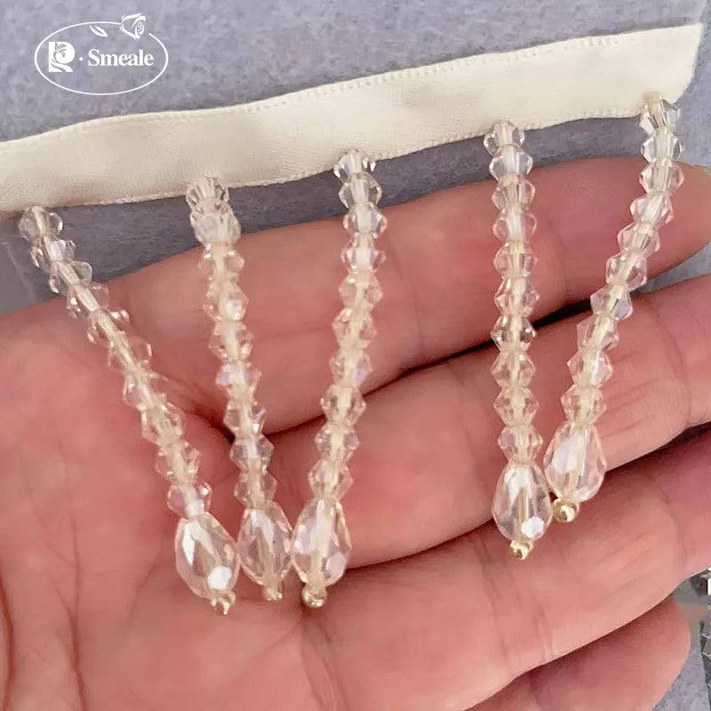 Crystal Tassels Beaded Lace Trim - 1-9 Yards Luxury Hanging Bead Fringe for Clothing & Decor