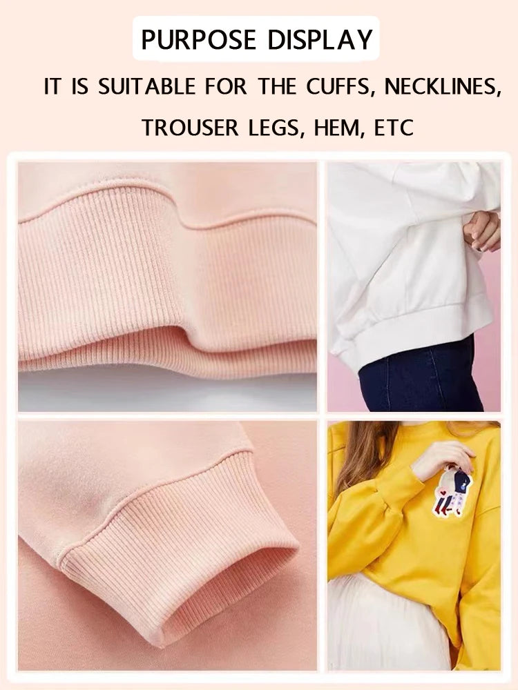 Cotton Stretch Ribbed Knit Fabric - 20cm Wide 110cm Length for Necklines, Cuffs & Hems