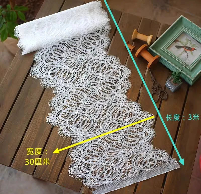 3 Meters Wide Eyelash Lace 23cm - European Non-Stretch Lace for Bra Making & Bustiers