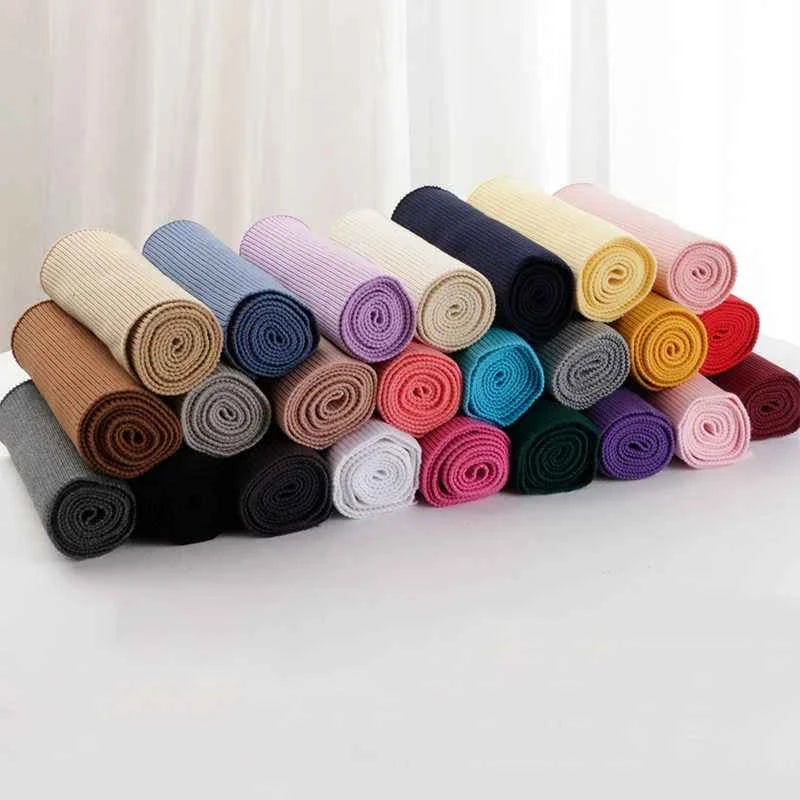 1 Yard Pure Cotton Stretch Rib Knitted Fabric - 17cm Wide for Necklines, Cuffs & Hems