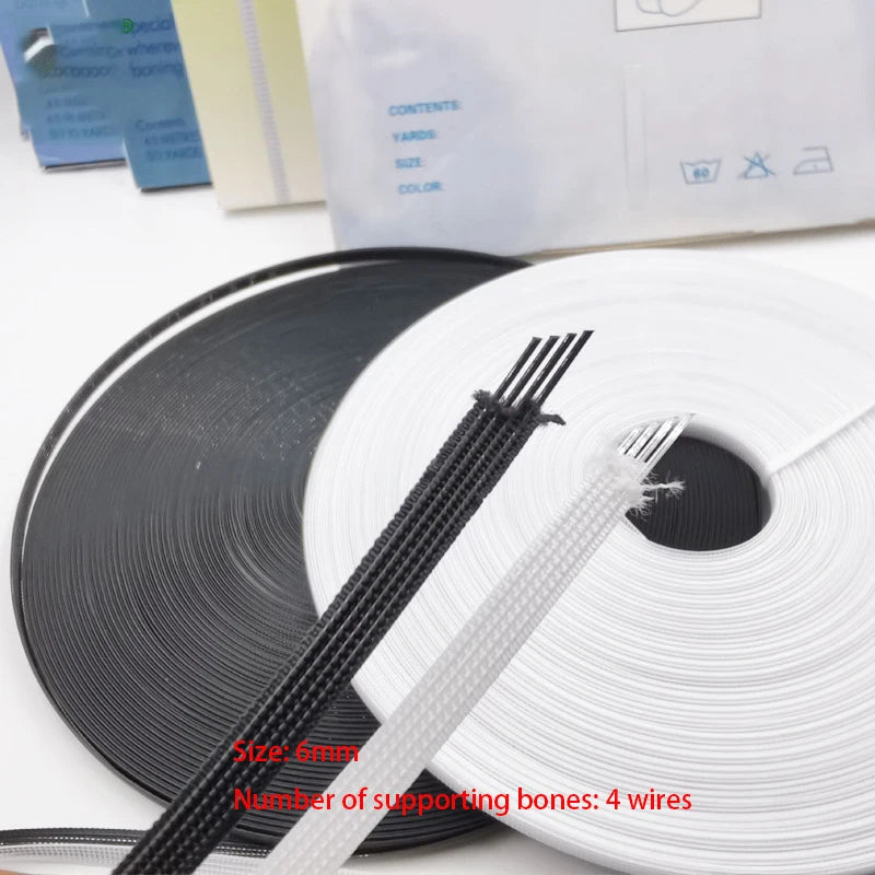 Polyester Boning 50 Yards - Multiple Widths (6mm-12mm) for Corsets, Bras & Wedding Dresses