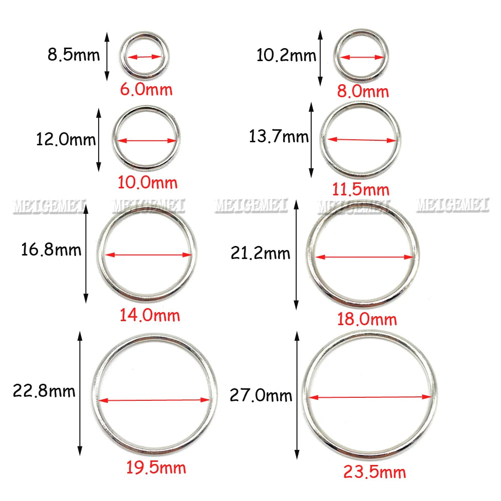 100-Pack Metal Bra Rings & Sliders - Strap Adjusters for Lingerie & Bra Making (6-25mm)