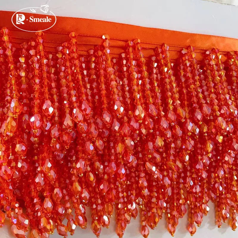 Crystal Tassels Beaded Lace Trim - 1-9 Yards Luxury Hanging Bead Fringe for Clothing & Decor