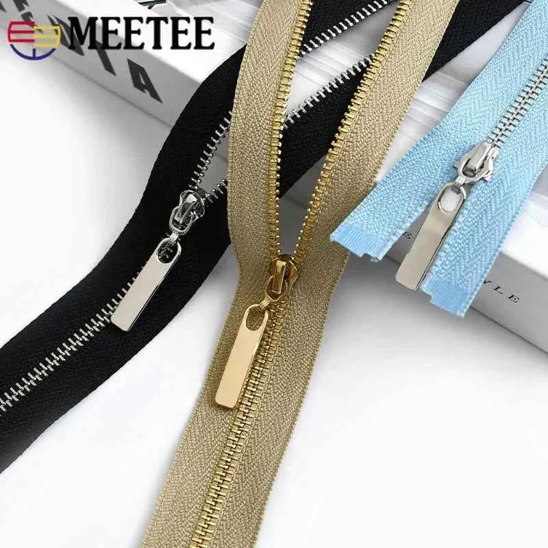 4-Pack 3# Metal Zippers - 15-70cm Close-End & Open-End Zippers for Bags, Garments & Repairs