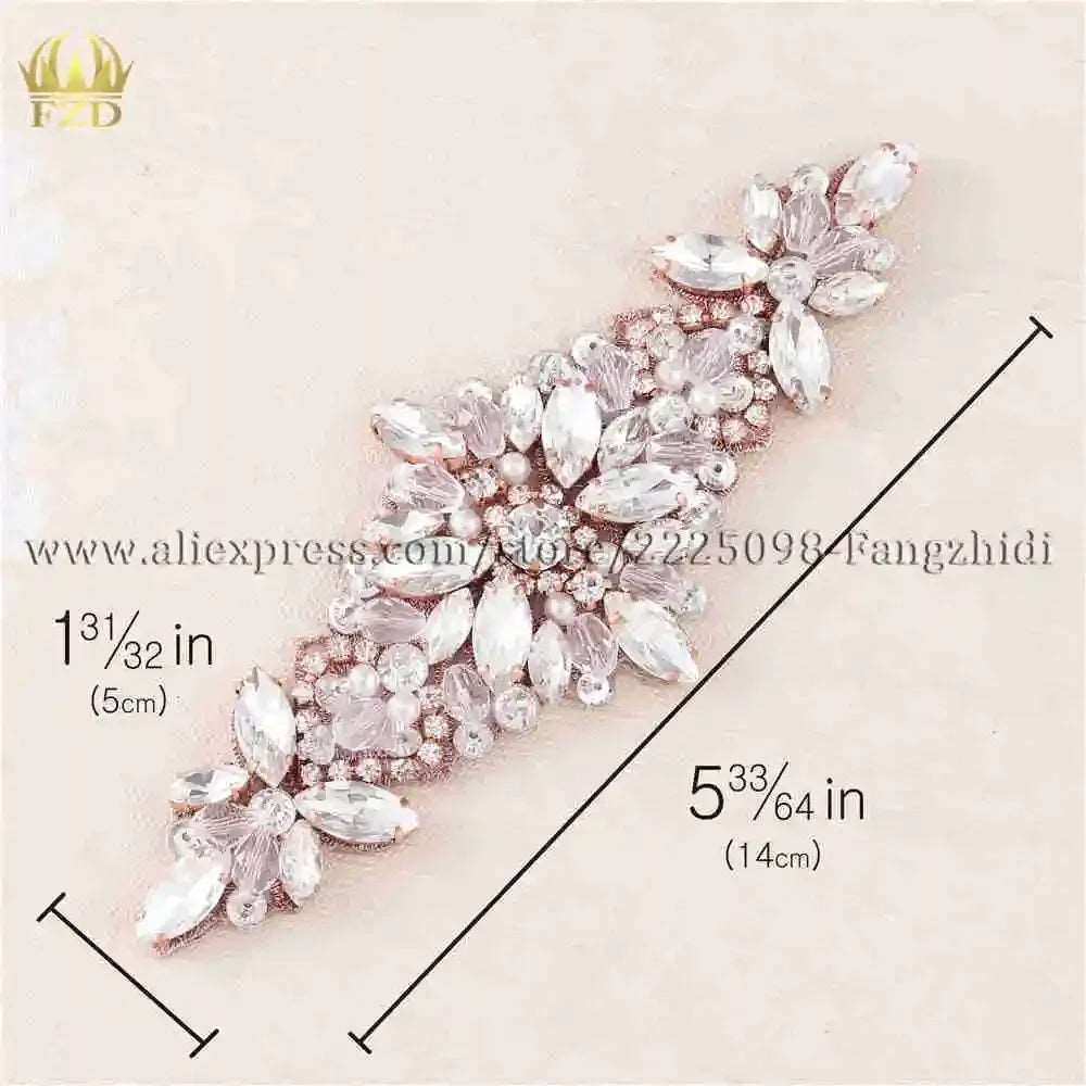 (1 piece) Sew On Strass Applique Rhinestone For Wedding Belt Pearl Patch Crystals Iron On Glass For Bridal Headband Trim