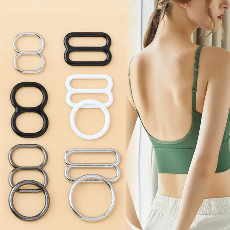 50 Sets O-Ring Metal Bra Buckles - Strap Connectors for Lingerie & Swimwear (6-15mm)
