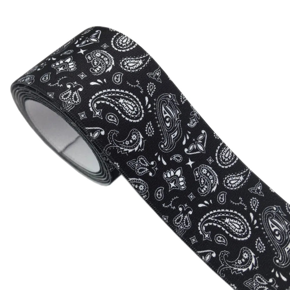 Printed Floral Decorative Elastic - 25mm & 38mm Flowery Waistband Elastic - 2, 5 & 10 Metre Lots