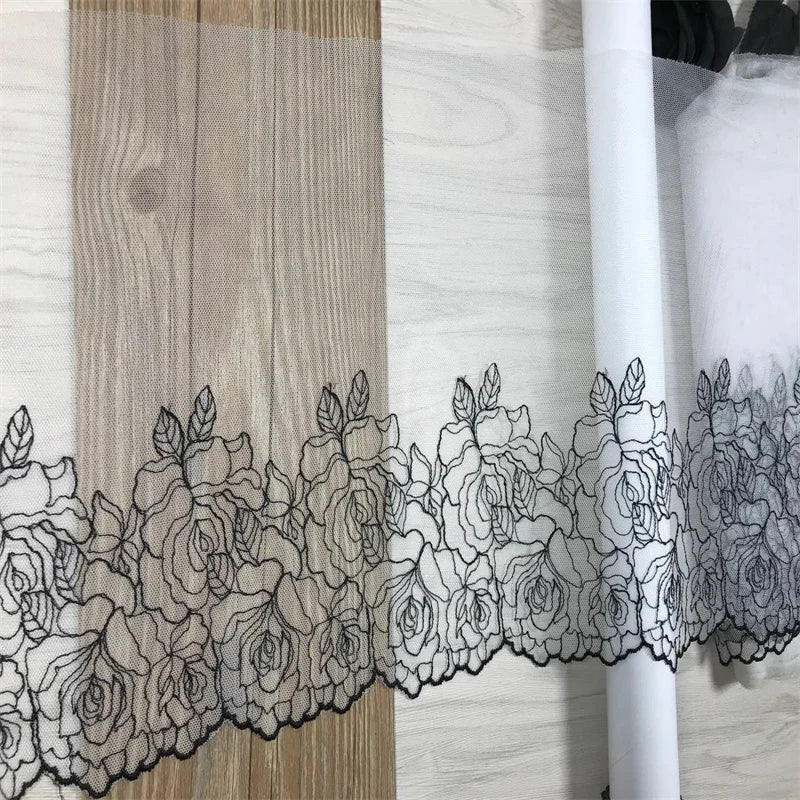 2 Yards Nude Mesh Embroidered Lace Trim - Skin Tone Flower Lace for Lingerie (21.5-26cm)