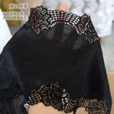 1 Meter Black Elastic Lace Trim - Floral Stretch Lace for Lingerie & Garments