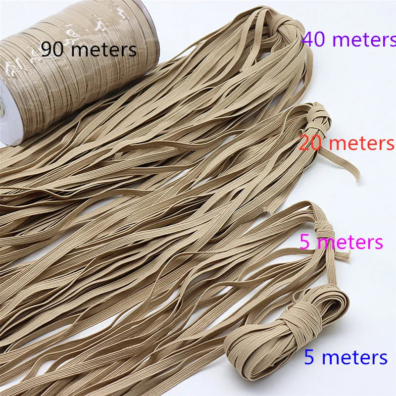 6mm Elastic Band - Multi-Color Polyester Spandex Elastic for Sewing & Lingerie (5m-40m)