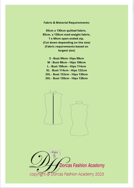 Ladies bodywarmer pdf sewing pattern