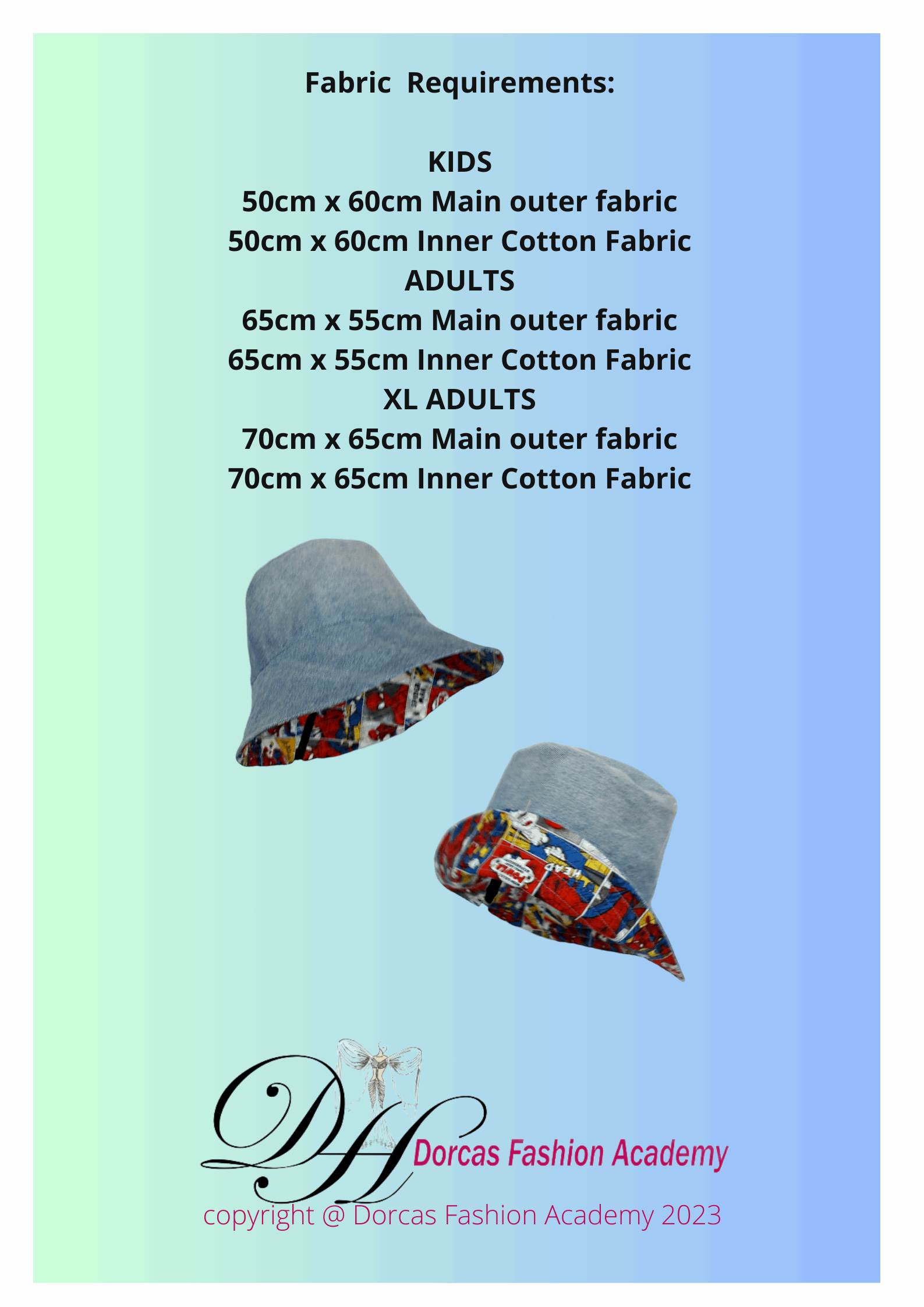 BUCKET HAT FOR ALL THE FAMILY - SEWING PDF PATTERN AND INSTRUCTIONS