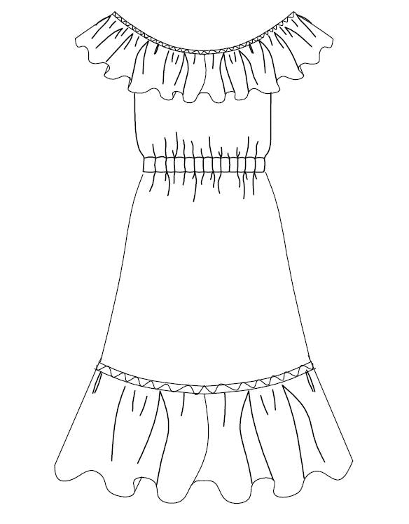 LADIES FRILLY DRESS SEWING PATTERN & INSTRUCTIONS XXS TO XL