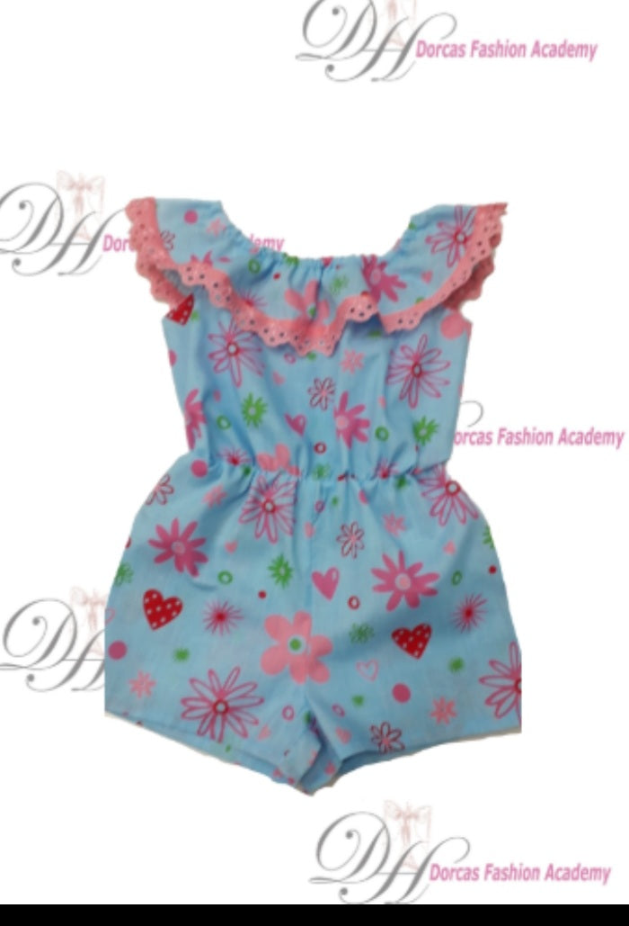 GIRLS FRILLY JUMPSUIT PDF SEWING PATTERN & INSTRUCTIONS  3m-24m & 2y to 8y