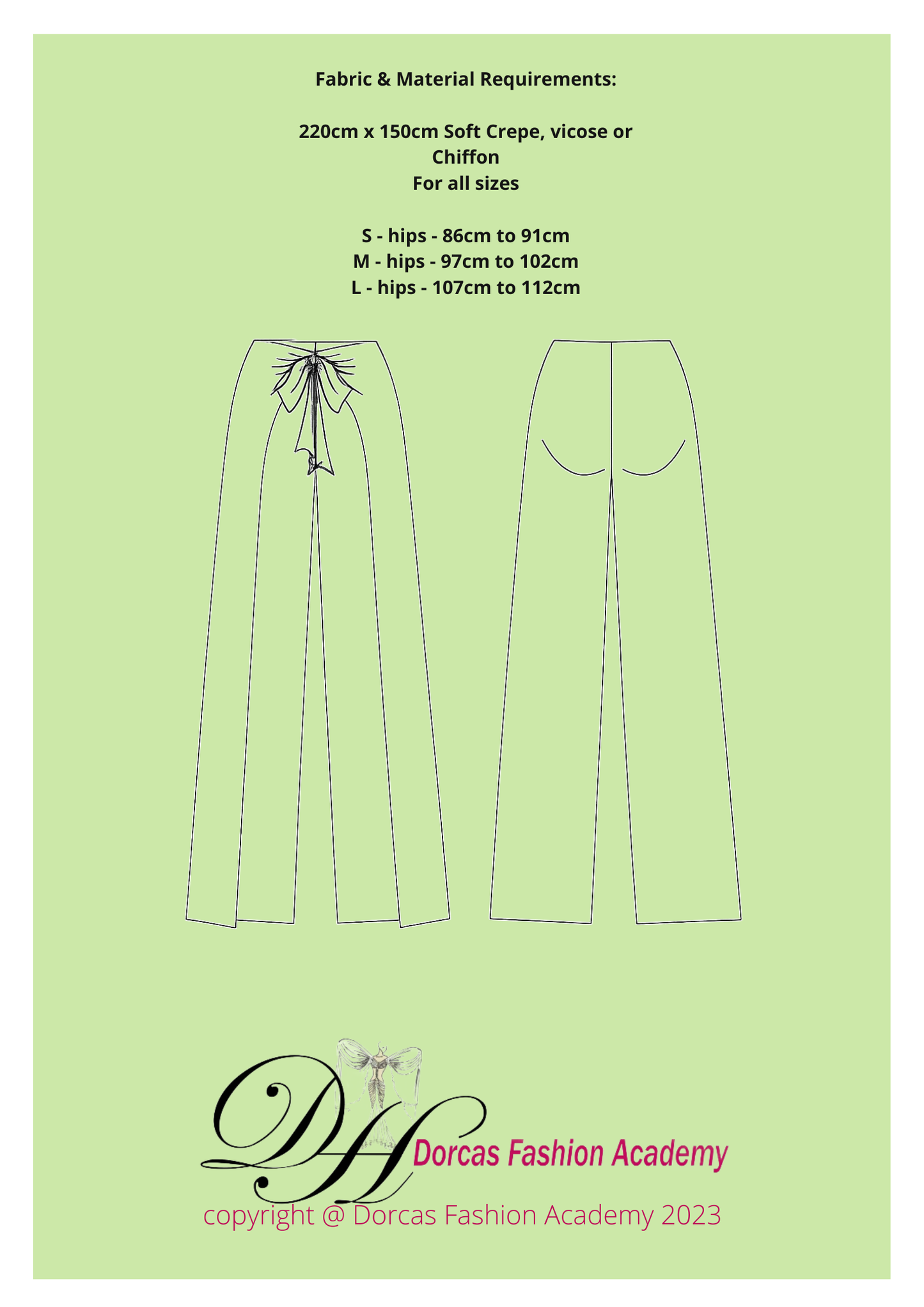 Ladies Wrap Around Trousers PDF Sewing Pattern & Instructions - S-L