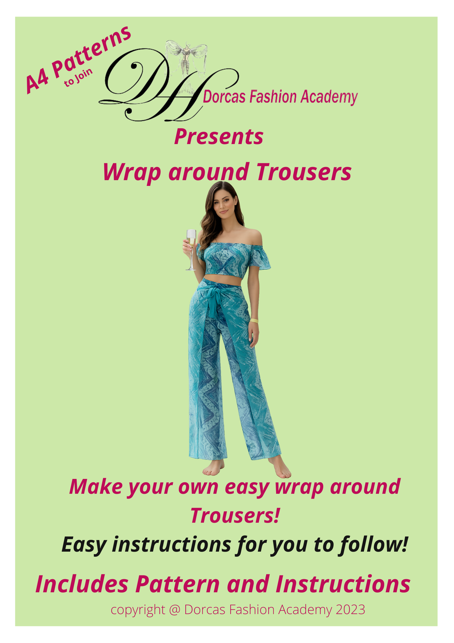 Ladies Wrap Around Trousers PDF Sewing Pattern & Instructions - S-L