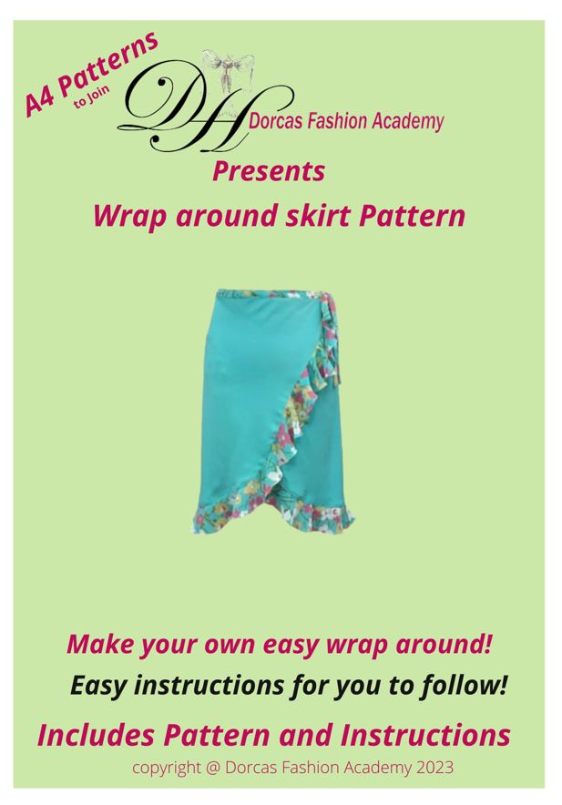 LADIES WRAP AROUND SKIRT SEWING PDF PATTERNS & INSTRUCTIONS NARROW FRILL XS TO XL